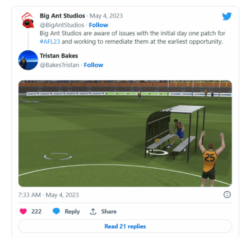 Screenshot of Twitter announcement from Big Ants Studio